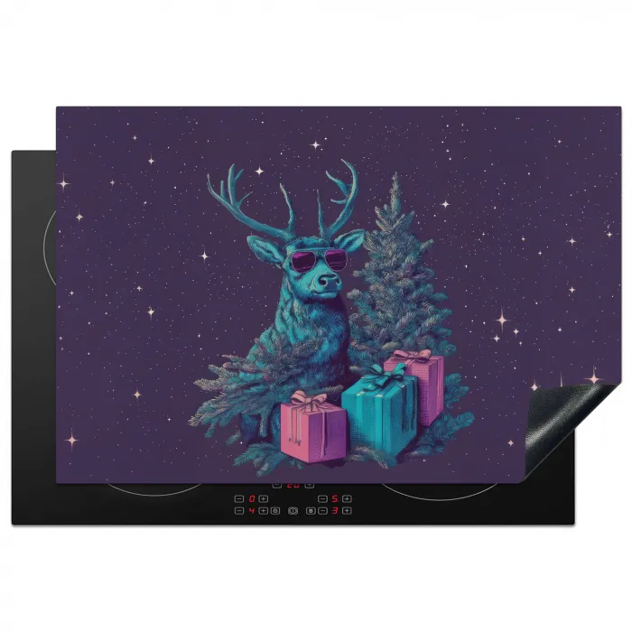 Rendier - Zonnebril - Neon - Kerstboom Inductie beschermer vinyl 3mm klein -3d