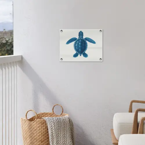 Schildpad - Blauw - Schild tuinposter los doek klein -sfeer8