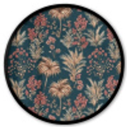 Botanisch - Patroon - Blauw Fotolijst rond zonder passe partout klein 856 -3d