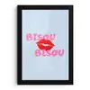 Lippen - Bisou - Blauw fotolijst zwart zonder passe partout klein -3d