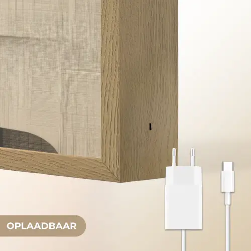 Gezicht - Bloemen - Zwart - Vrouw Light Box met batterij (Wandlamp) middel -USP_websiteoplaadbaarNL