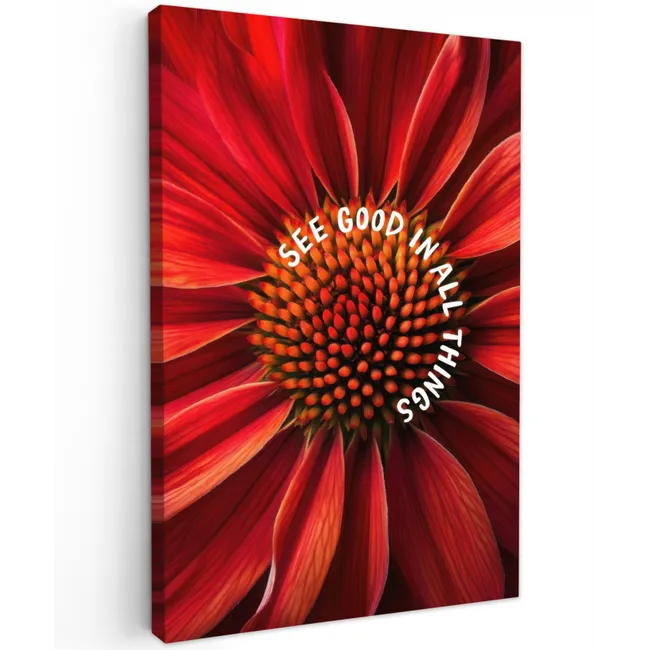 Close up - Bloem - Quote - Rood Tuinposter op houten frame 2 cm dik klein -3d