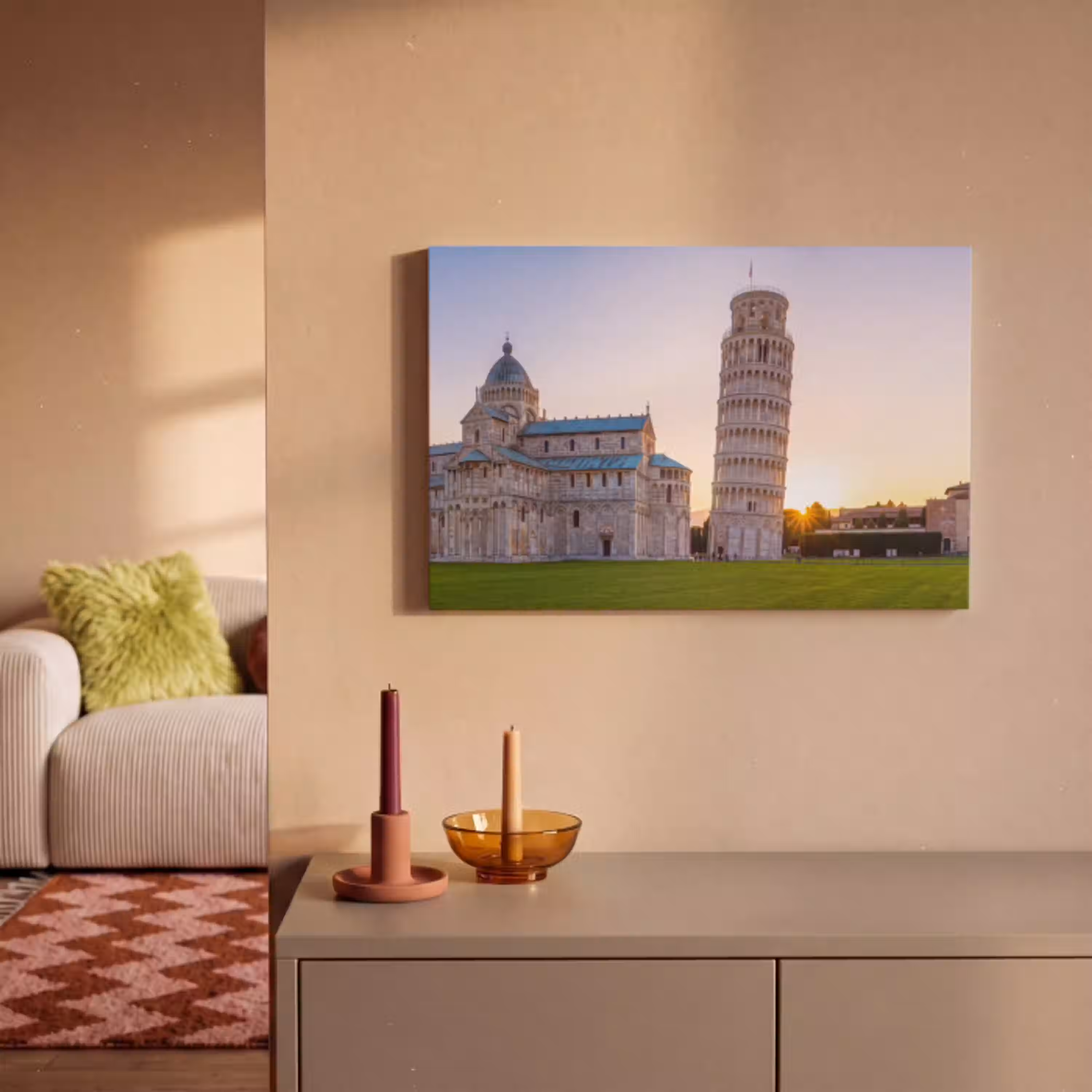 Architectuur - Toren - Pisa - Italië - Zonsondergang canvas 2cm klein -sfeer1