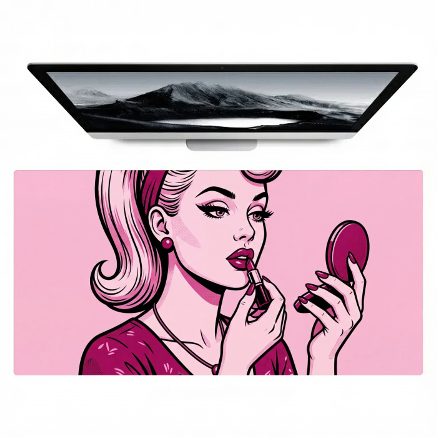Vintage - Vrouw - Roze Muismat XXL klein -zzz3d