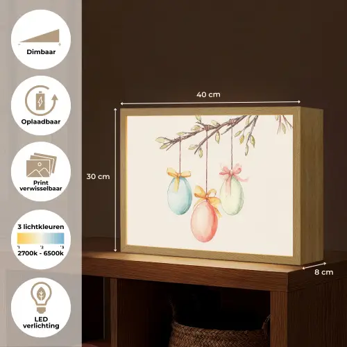 Paastak - Strikje - Eieren Light Box met batterij (Wandlamp) middel -USP_websiteoverzichtNL