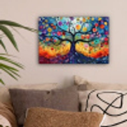 Kunst - Levensboom - Bloemen - Hippie canvas 2cm klein -sfeer1