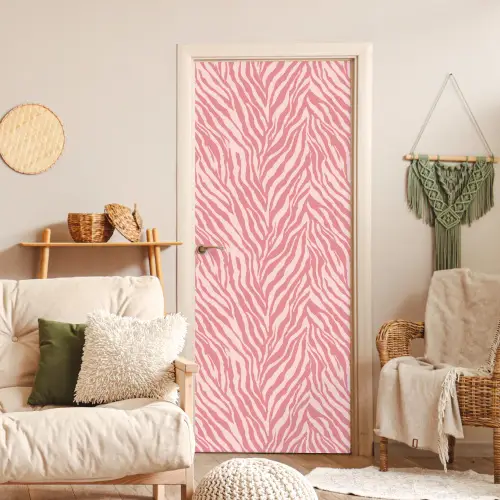 Zebra - Print - Roze deurposter klein 289 -sfeer2
