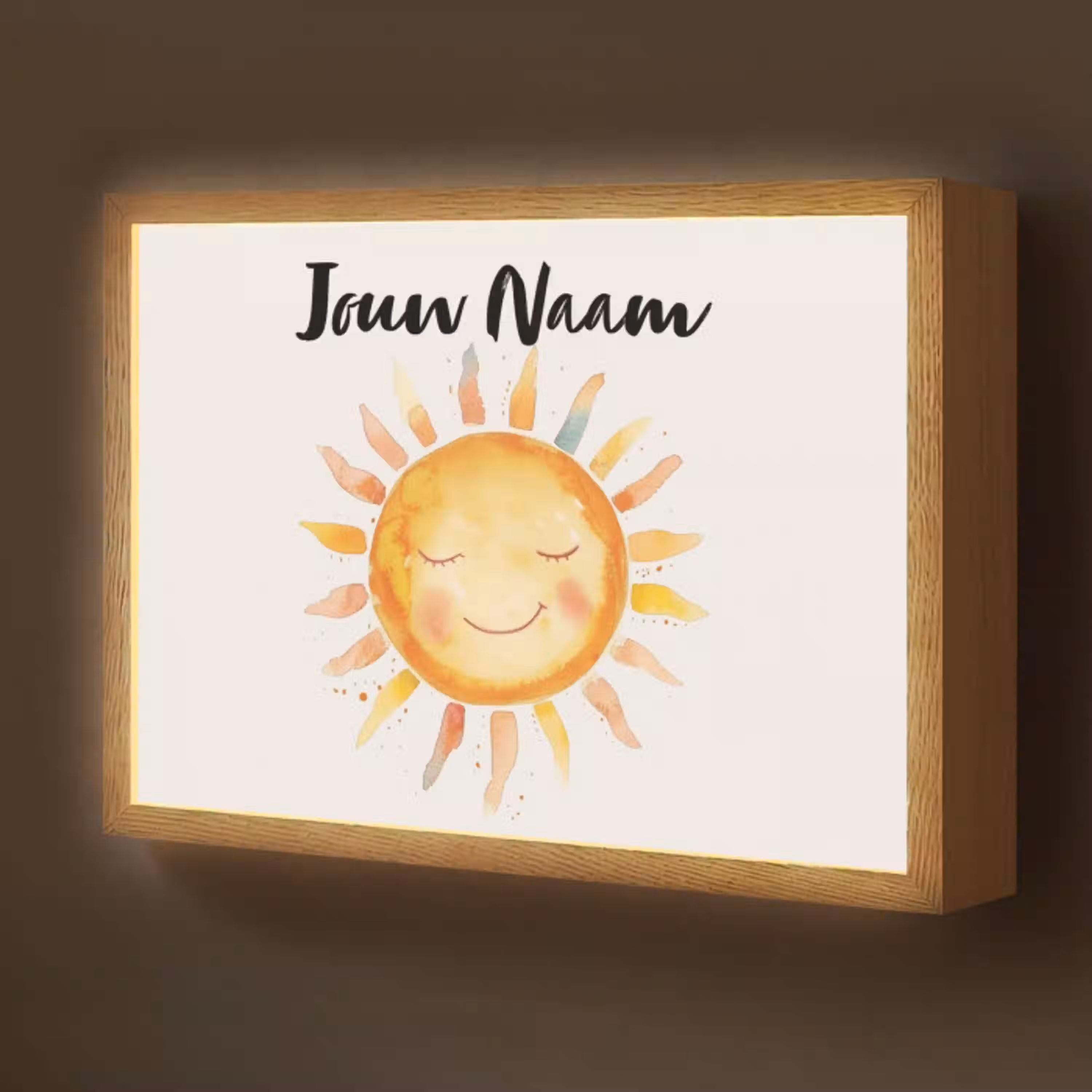 Zon - Watercolor - Geel Light Box met batterij (Wandlamp kind) middel -z3d_website