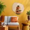 Boeken - Toren - Koffie - Beige Wandcirkel Organisch Plexiglas middel -sfeer4