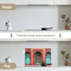 Lantaarn - Deur - Turquoise keuken achterwand spatscherm klein -voor_na_NL
