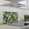 Geel - Bloemen - Groen - Bladeren keuken achterwand spatscherm klein 900 -3d_schuin