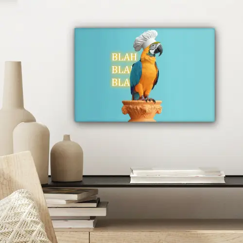 Papegaai - Koksmuts - Quote - Neon canvas 2cm klein -sfeer6