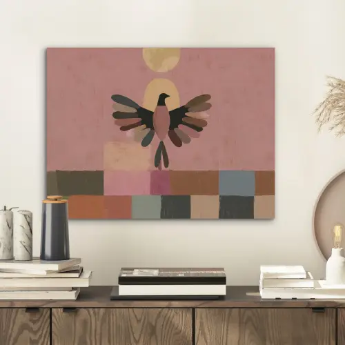Illustratie - Vogel - Vlakken - Kleurrijk PET vilt klein -sfeer1