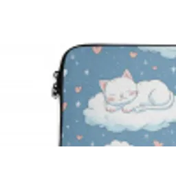 Kitten - Wolken - Blauw laptophoes neopreen klein 279 -detail