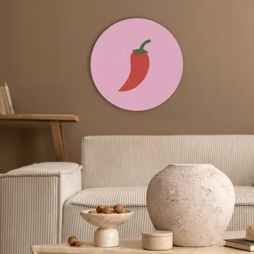 Peper - Rood - Illustratie Akoestische PET Vilt - Rond klein -sfeer1