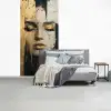 Abstract - Goud - Gezicht - Lippen fotobehang vinyl groot -slaapkamer