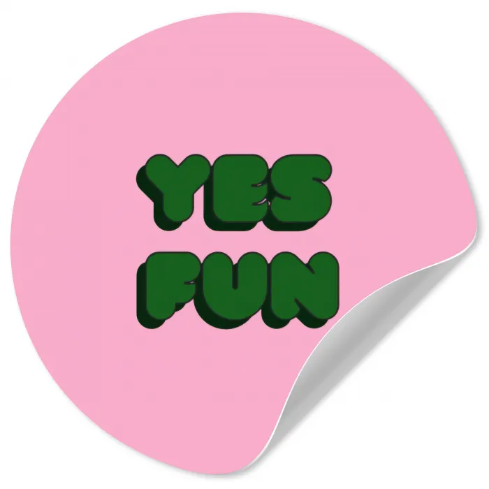 Yes fun - Groen - Roze Wandcirkel behangsticker klein -3d