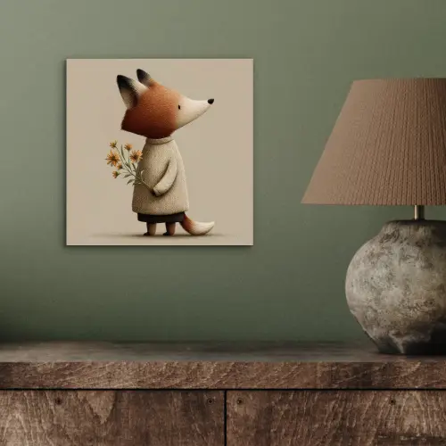 Vos - Gele bloemen - Minimalistisch aluminium wit klein -sfeer2