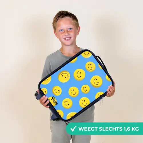 Vrolijke smileyregen Kinderkoffer - Zwart klein -sfeer4_NL