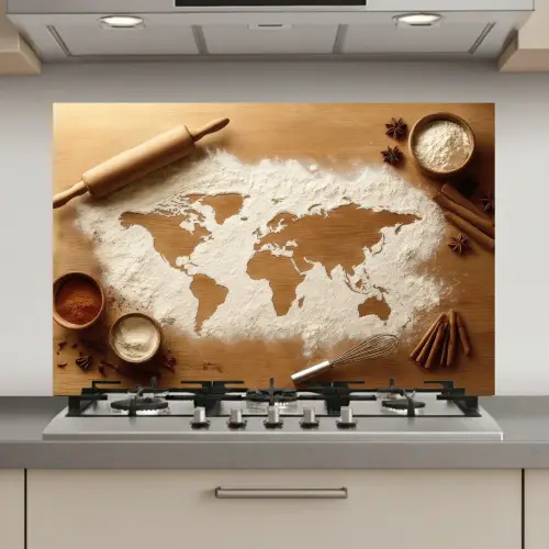 Hout - Wereldkaart - Bakken - Keuken keuken achterwand spatscherm klein -3d_website