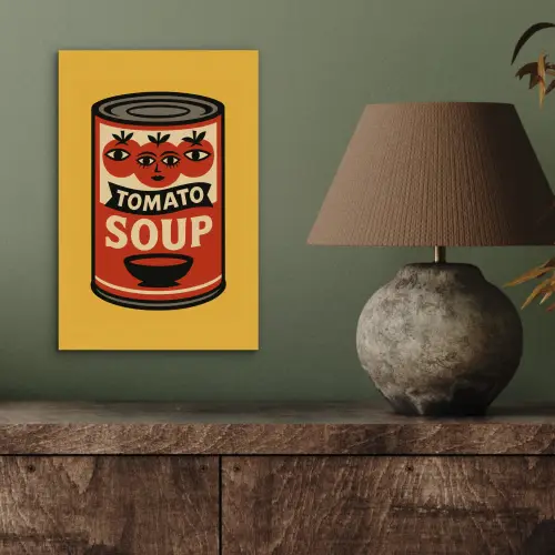 Tomatensoep - Gezichtje - Illustratie - Rood aluminium wit klein -sfeer2