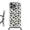 Hartjes - Patroon - Zwart Hoesje iPhone 16 Pro Max met koord klein 804 -3d