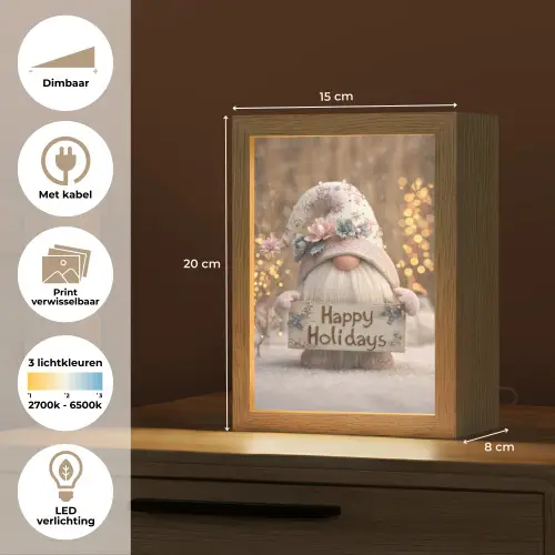 Kerst - Gnome - Bord - Kleurrijk Light Box met kabel (Wandlamp) klein -USP_websiteoverzichtNL