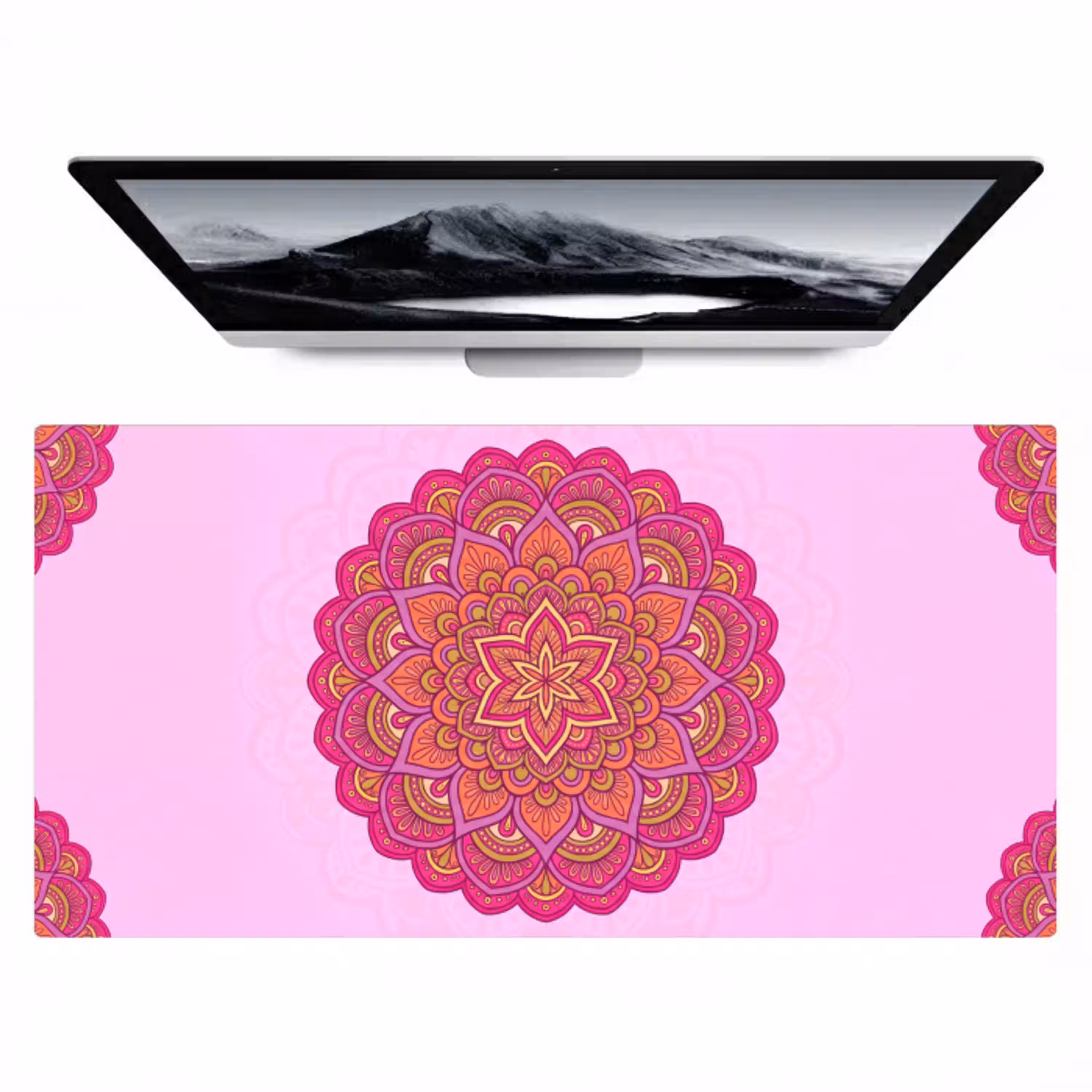 Mandala - Cirkel - Spiritueel - Oosters - Roze Muismat XXL klein -zzz3d