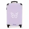 Paarse achtergrond met witte vlinder NBS - Handbagage koffer - Unisex middel -productfoto_recht