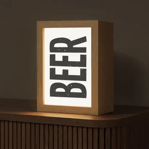 Bier - Japandi - Decoratie - Zwart Light Box met kabel (Tafellamp) klein -z3d_website