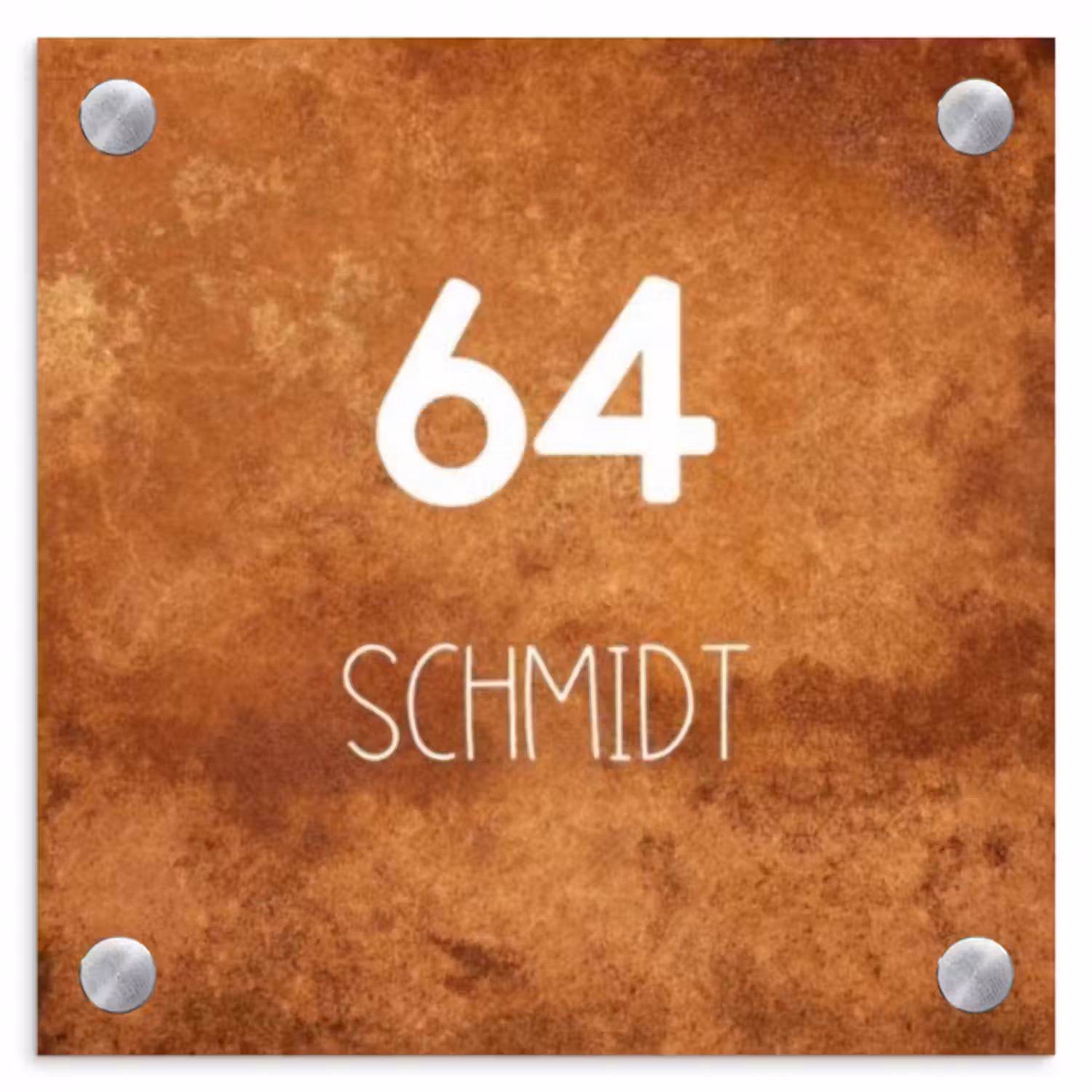 Namensschild Haustür Quadratisch - Rost - Modern