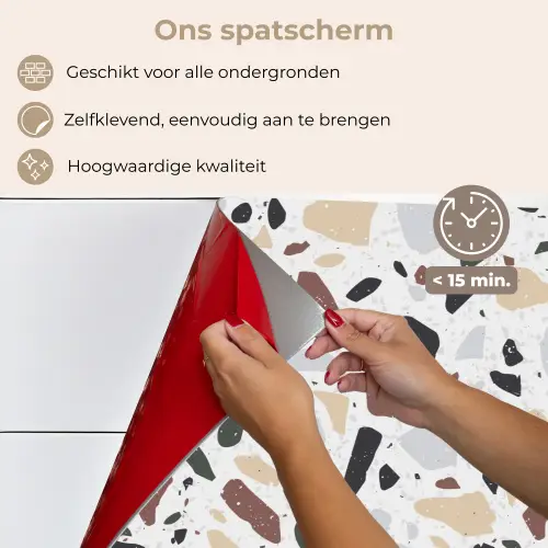 Terrazzo -  Patroon - Kleurrijk - Klei keuken achterwand spatscherm klein 900 -spatscherm_NL