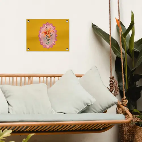 Lelie - Oranje - Lijst - Ovaal tuinposter los doek klein -sfeer7
