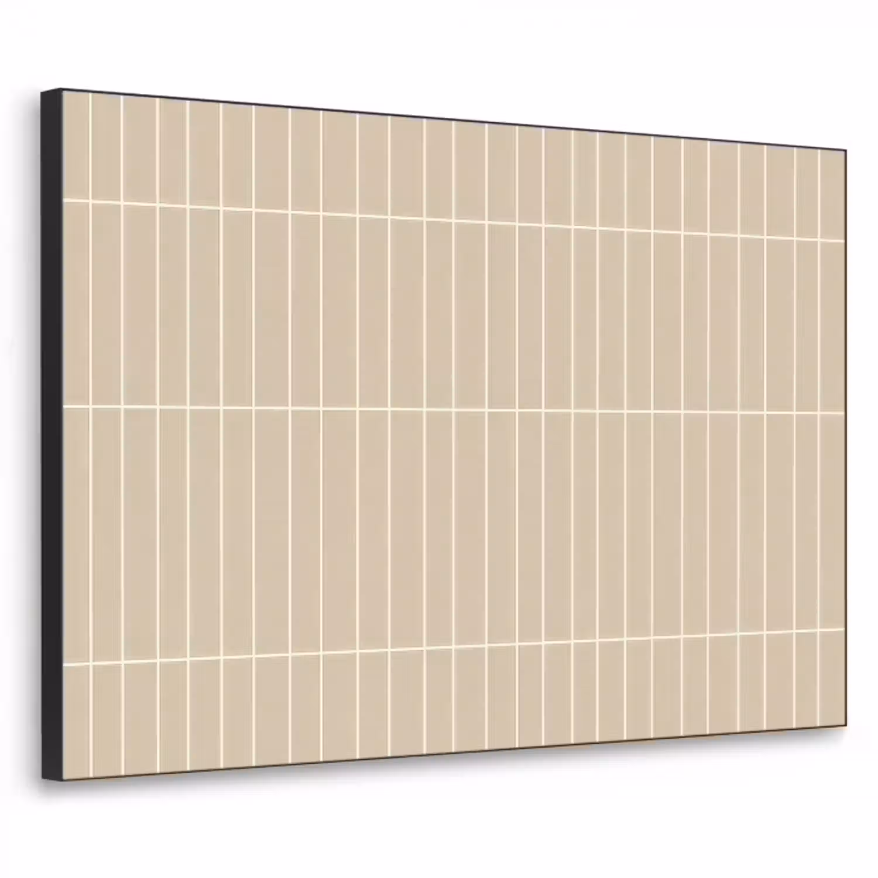 Verticaal - Wandtegel - Crème - Beige Textielframe zwart klein 947 -3d