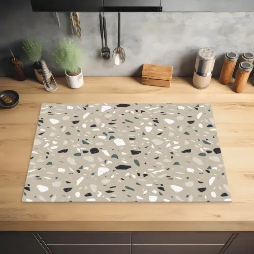 Terrazzo - Patroon - Groen Inductie beschermer vinyl 3mm klein 276 -sfeer5
