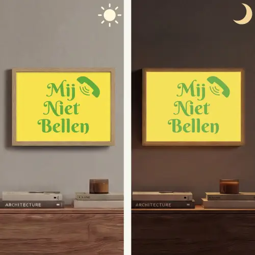 Mij niet bellen - Telefoon - Geel Light Box met batterij (Wandlamp) middel -sfeer3