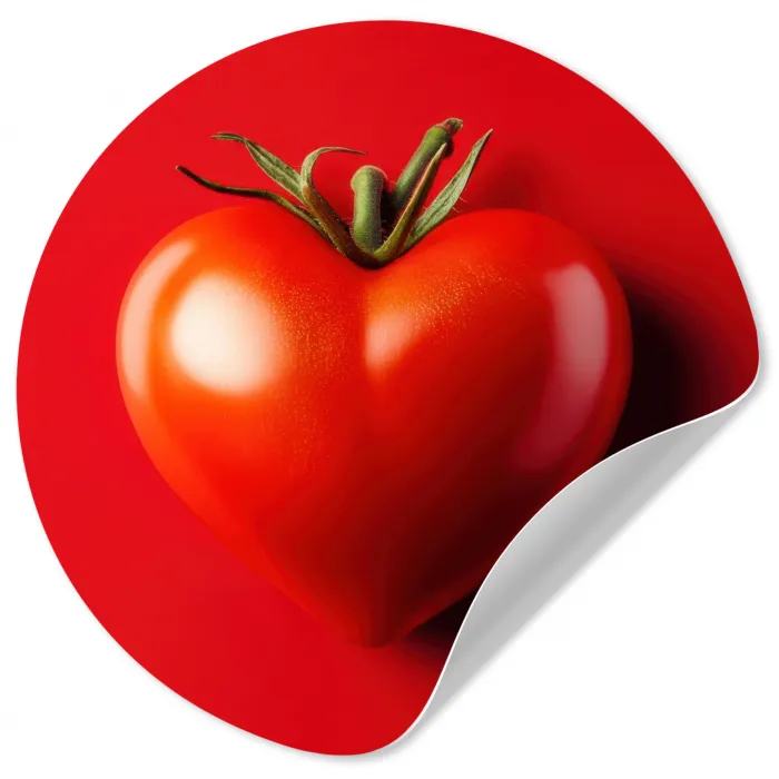 Tomaat - Rood - Hart Wandcirkel behangsticker klein -3d