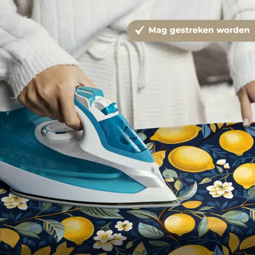 Citroenen - Bloemen - Bladeren - Blauw Wandkleed katoen klein 269 -sfeer9