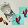 Chilipepers - Geverfd - Rood onderzetter kurk middel -sfeer4