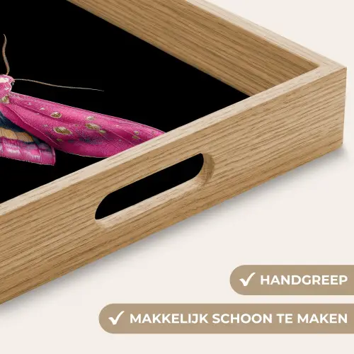 Vlinder - Roze - Nachtvlinder Dienblad Rechthoek middel -USP_HandgreepNL