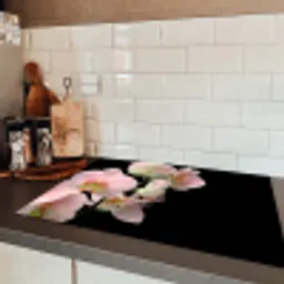 Zachte Roze Orchideeënfluistering Inductie beschermer vinyl 3mm klein -sfeer3