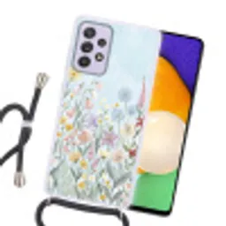 Weidebloemen - Illustratie - Kleurrijk Hoesje Samsung Galaxy A52 5G met koord klein -sfeer1