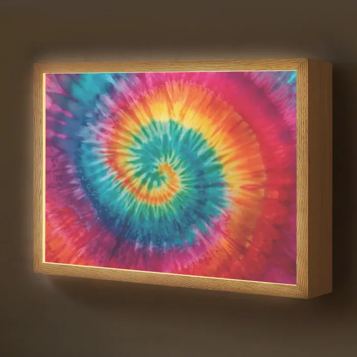 Regenboogkleuren - Tie dye - Light Box met batterij (Wandlamp kind) middel -z3d_website