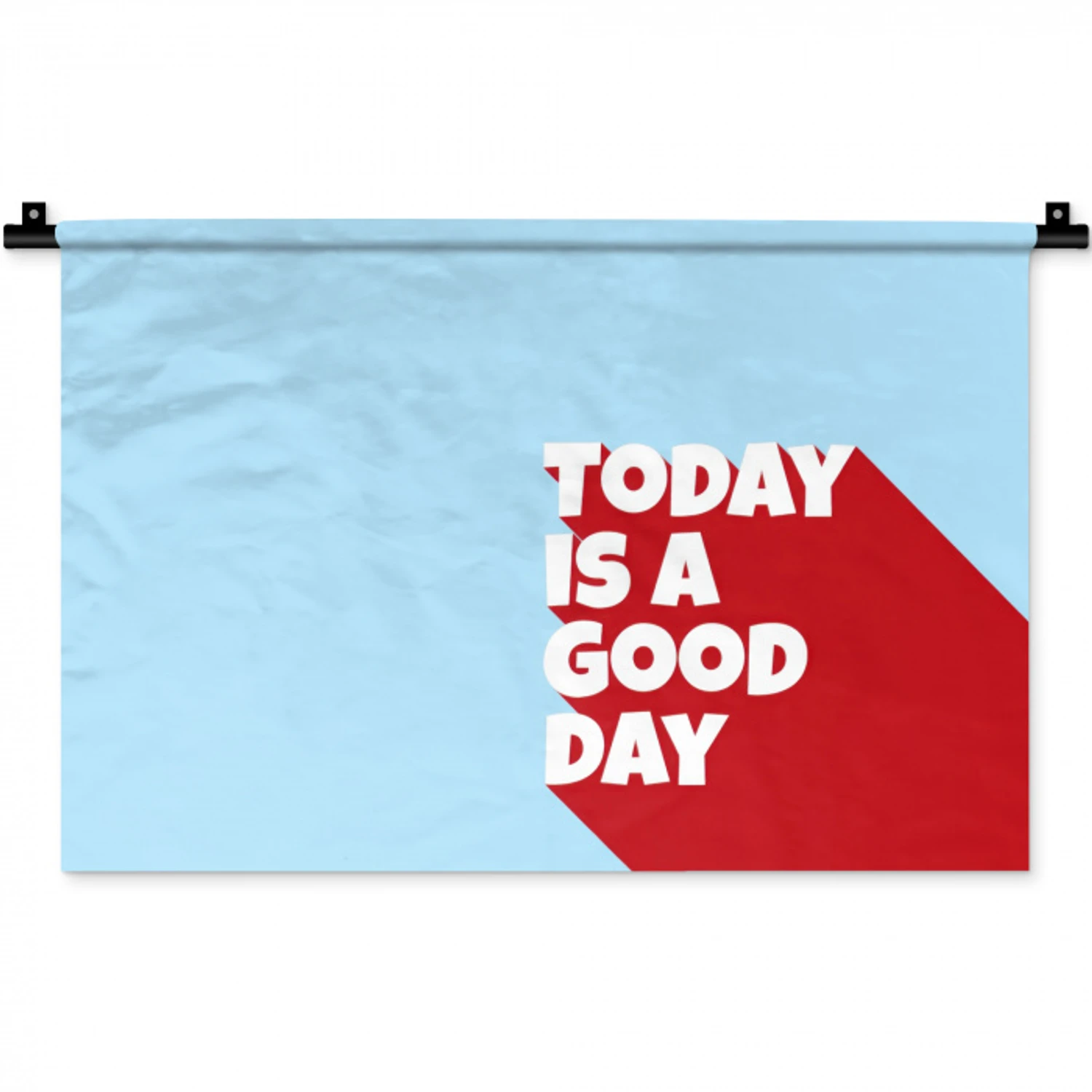Today is a good day - Rood - lichtblauw Wandkleed katoen klein -zz3d