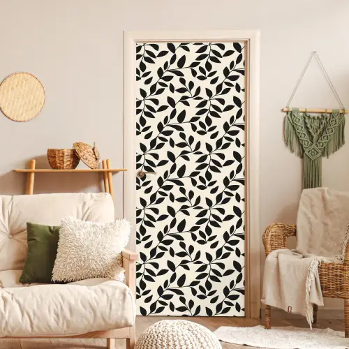 Elegant - Patroon - Zwart - Beige deurposter klein 289 -sfeer2
