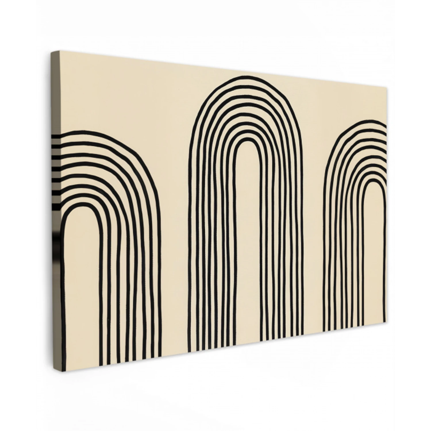 Boogvormen - Zwart - Strak canvas 2cm klein -z3d