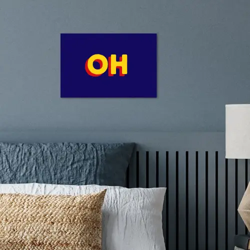 Blauw - Geel - OH - Schaduw poster papier klein -sfeer2