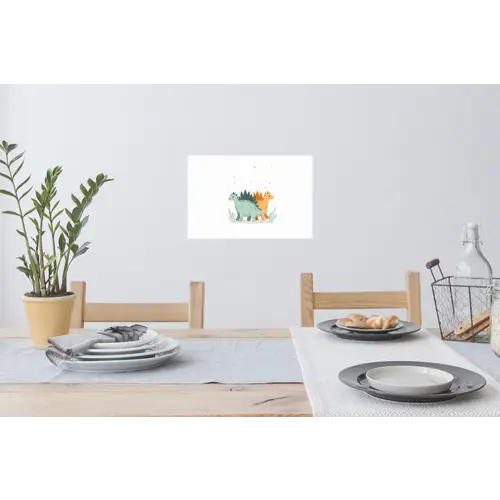 Planten - Sterren - Dinosaurussen - Oranje Muursticker klein -eettafel