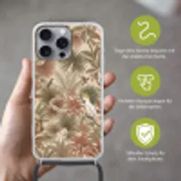 Tropisch - Vogels - Beige Hoesje iPhone 16 Pro Max met koord klein -sfeer2_DE