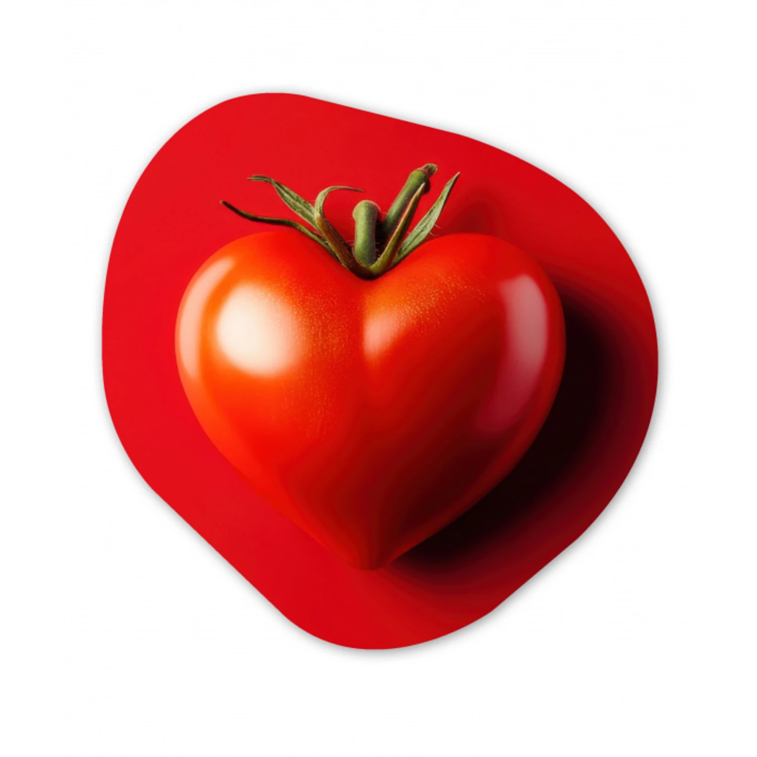 Tomaat - Rood - Hart Wandcirkel Organisch Plexiglas middel -3d